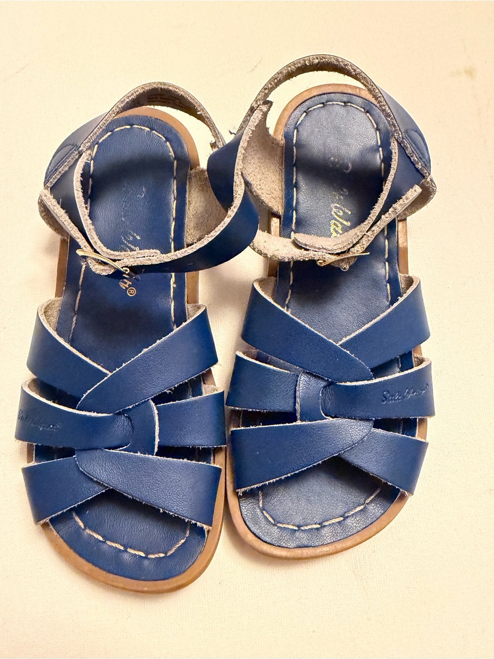 Salt Water Sandals by Hoy Navy Blue Leather Toddler Cross-Strap Sandals